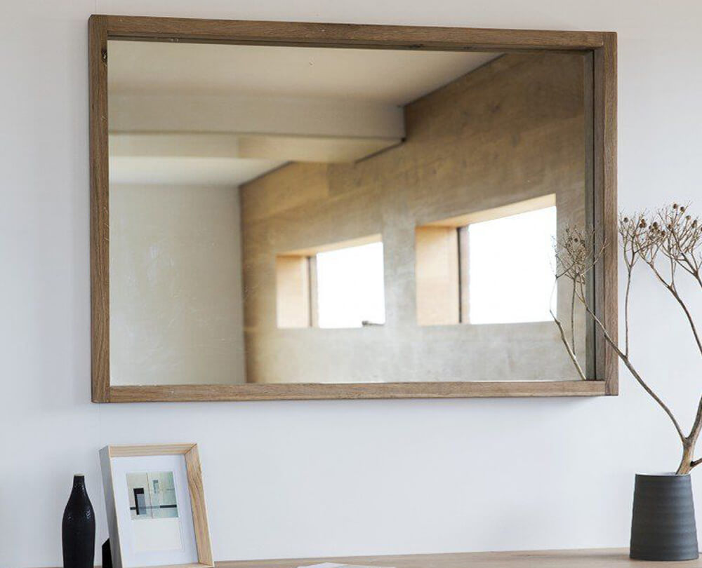 Rustic Wooden Modern Mirror Design for Living Room