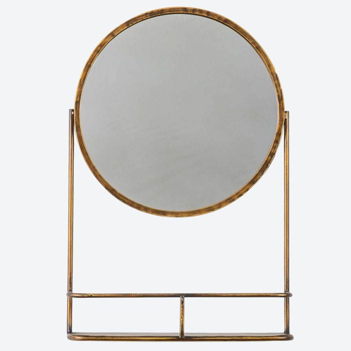 Chamberlayne Metal Mirror with Shelf Bronze