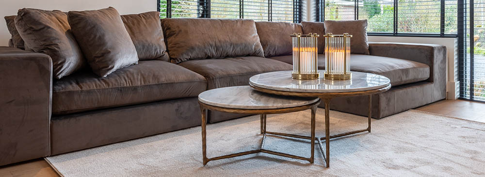 Richmond Smith Collection featuring the Smith Nesting Coffee Tables in Brass