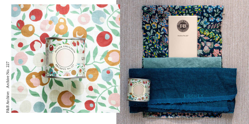 Farrow and Ball 227 Archive with Marquess Garden fabric by Liberty Interiors