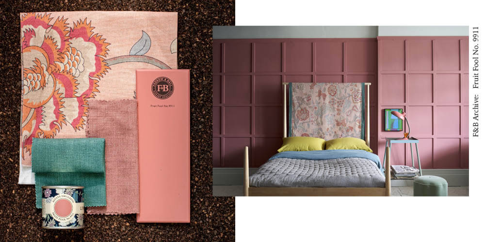 Farrow and Ball 9911 Fruit Fool with Palampore Trail fabric by Liberty Interiors