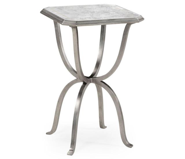 Luxe Square Side Table Contemporary with Glass Top | Jonathan Charles