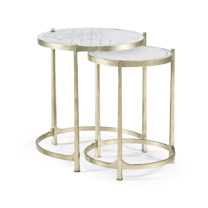Jonathan Charles Round Nest of Tables Contemporary - Silver 12