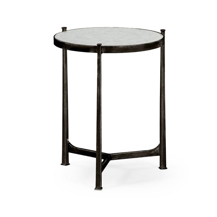 Jonathan Charles Round End Table Contemporary in Eglomise - Bronze 1