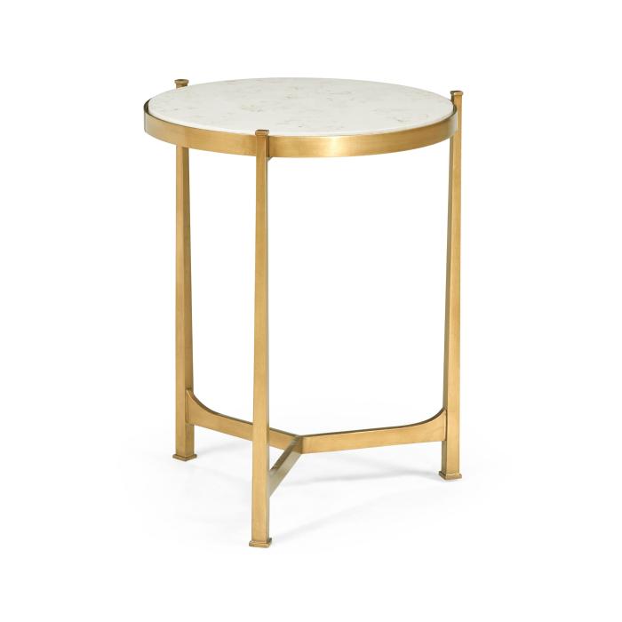 Jonathan Charles Round End Table Contemporary in Scagliola - Gilded 5