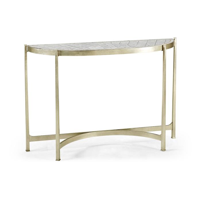 Jonathan Charles Large Demilune Console Table Contemporary - Silver 1