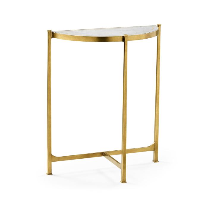 Jonathan Charles Small Demilune Console Table Contemporary - Gilded 1