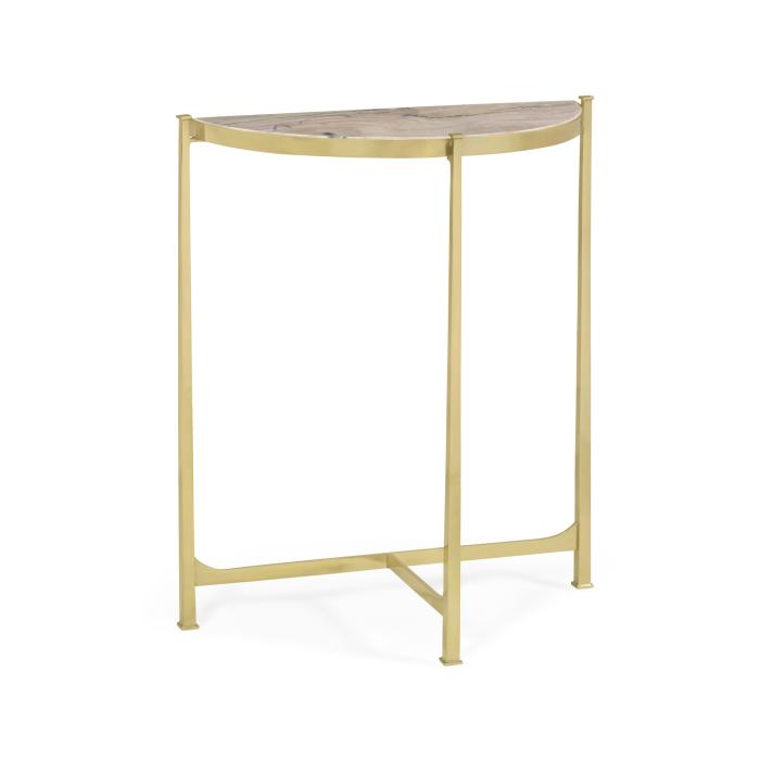 Jonathan Charles Small Demilune Console Table Contemporary - Blanco Equador Marble 4