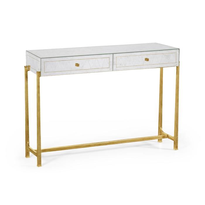 Jonathan Charles Console Table 1930s in Eglomise - Gilded Iron 1