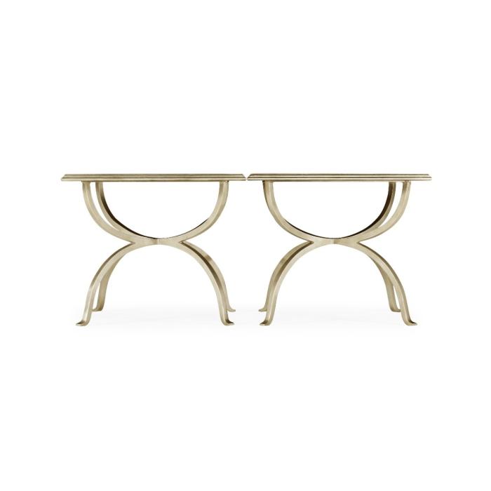 Jonathan Charles Coffee Table Contemporary Set of 2 - Silver 1