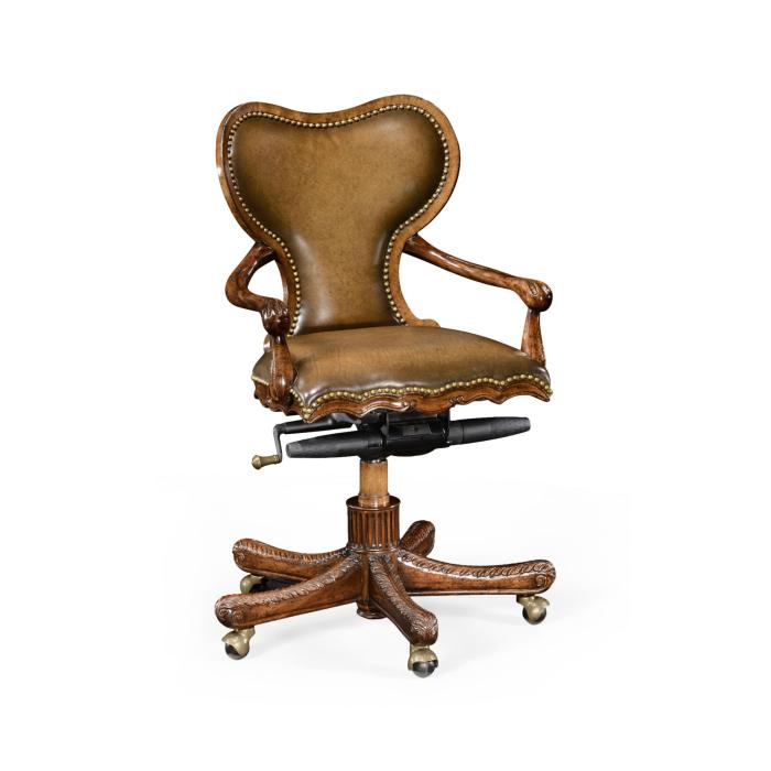 Jonathan Charles Office Chair Georgian in Chestnut Leather 4