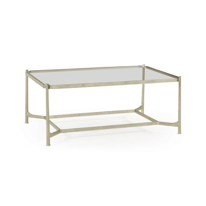 Jonathan Charles Coffee Table Contemporary with Glass Top - Silver 1