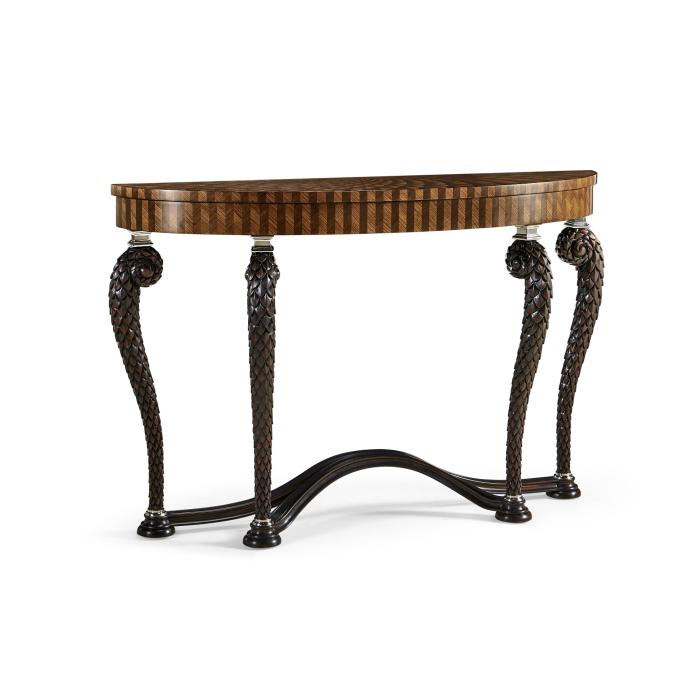 Jonathan Charles Feather Inlay Hand Carved Console Table 11