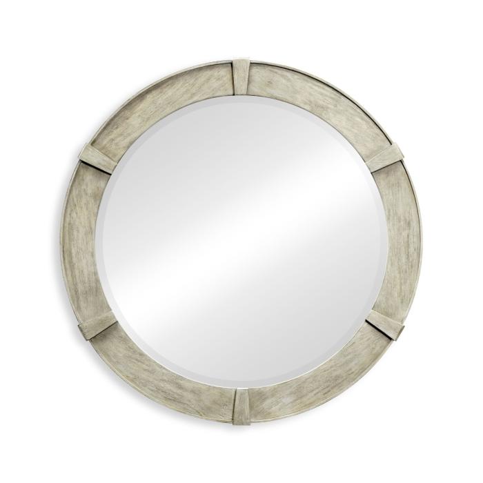 Jonathan Charles Round Mirror Rustic in Rustic Grey 1