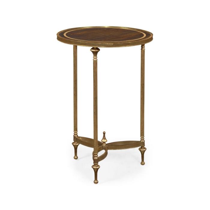 Jonathan Charles Small Round End Table Dark Santos with Brass Legs 1