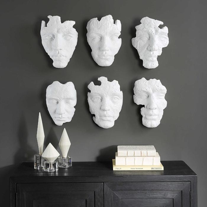 Uttermost Self-Portrait White Mask Wall Décor | Set of 6 1