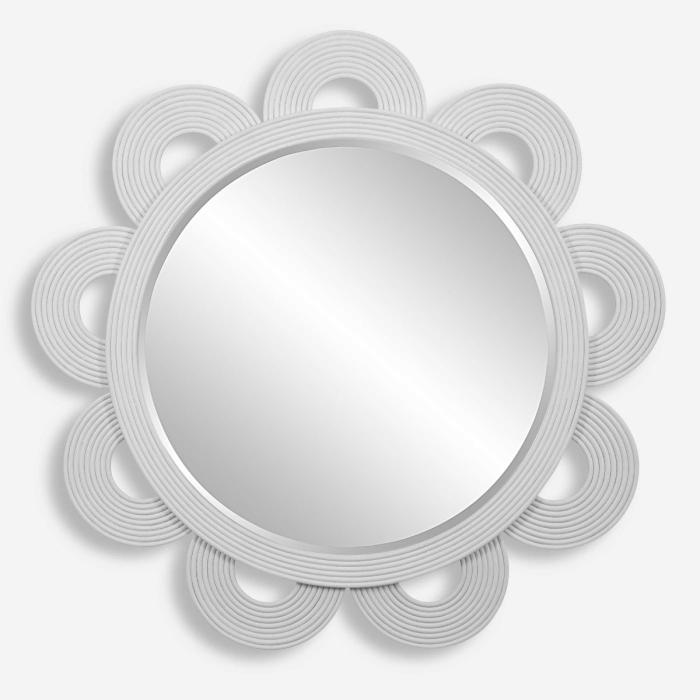 Uttermost Clematis White Rattan Round Mirror 1