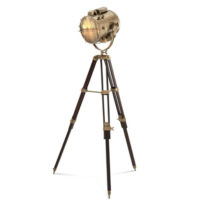 Eichholtz Floor Lamp Atlantic Adjustable - Brass, Brown Wood 1