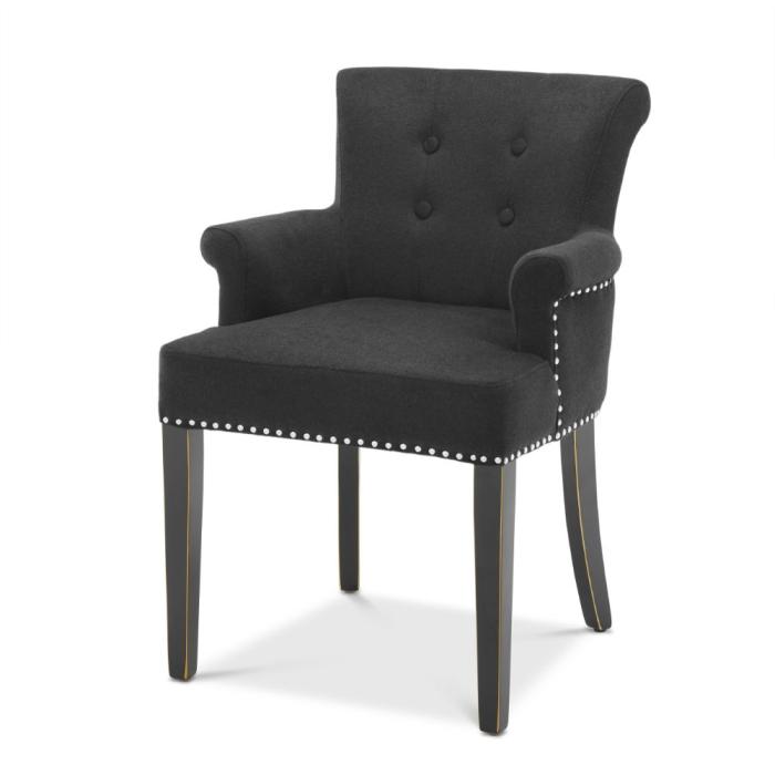 Eichholtz Key Largo Dining Chair with Arms in Black Cashmere 1