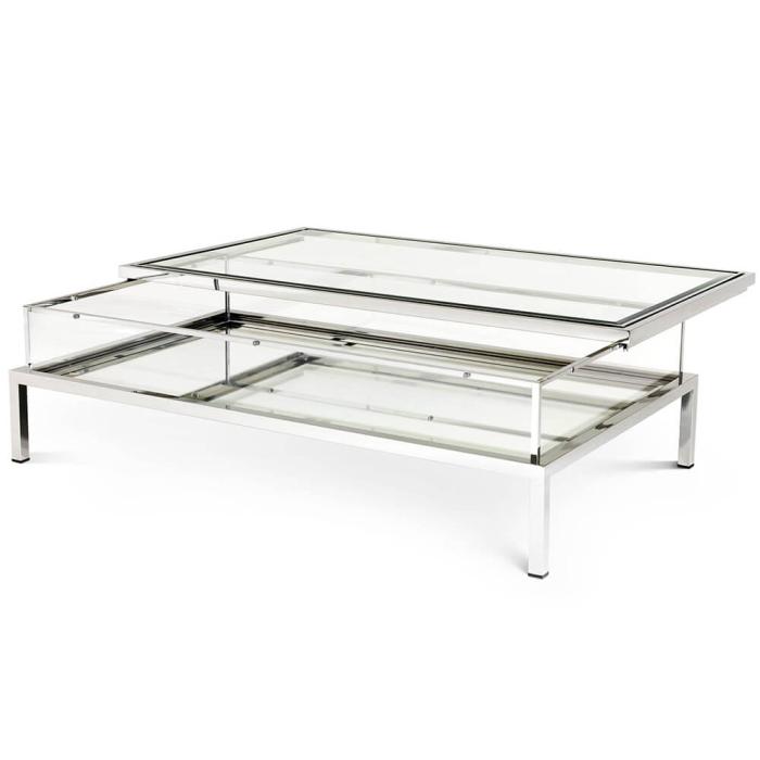Eichholtz Rectangular Harvey Coffee Table with Sliding Top in Steel 1