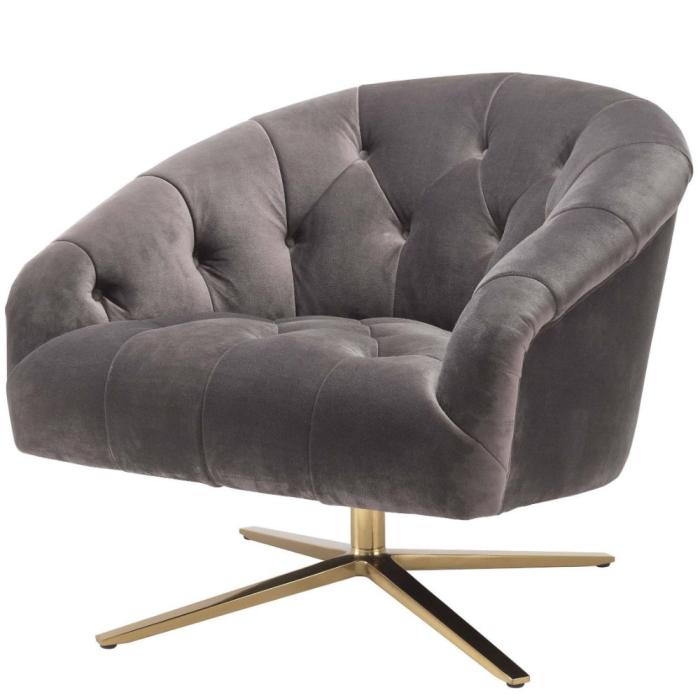 Eichholtz Gardner Grey Velvet Swivel Chair 1