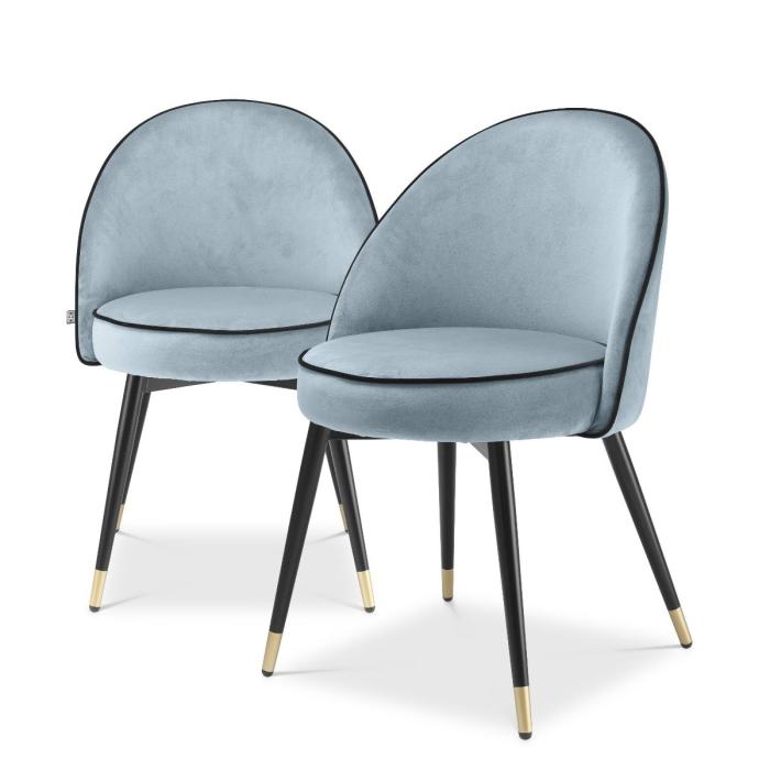 Eichholtz Cooper Dining Chair Set of 2 in Blue Velvet 1