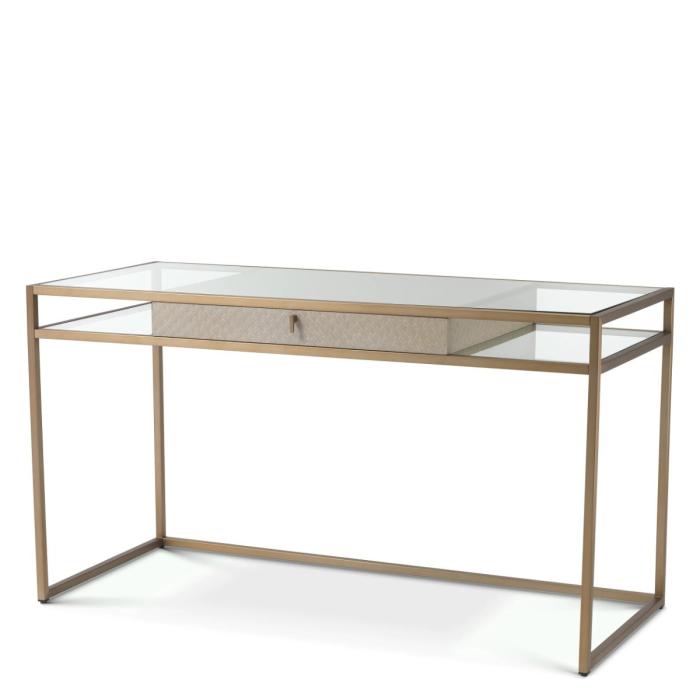 Napa Valley Modern Glass Office Desk in Washed 1