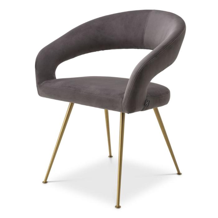 Eichholtz Bravo Dining Chair in Grey Velvet 1