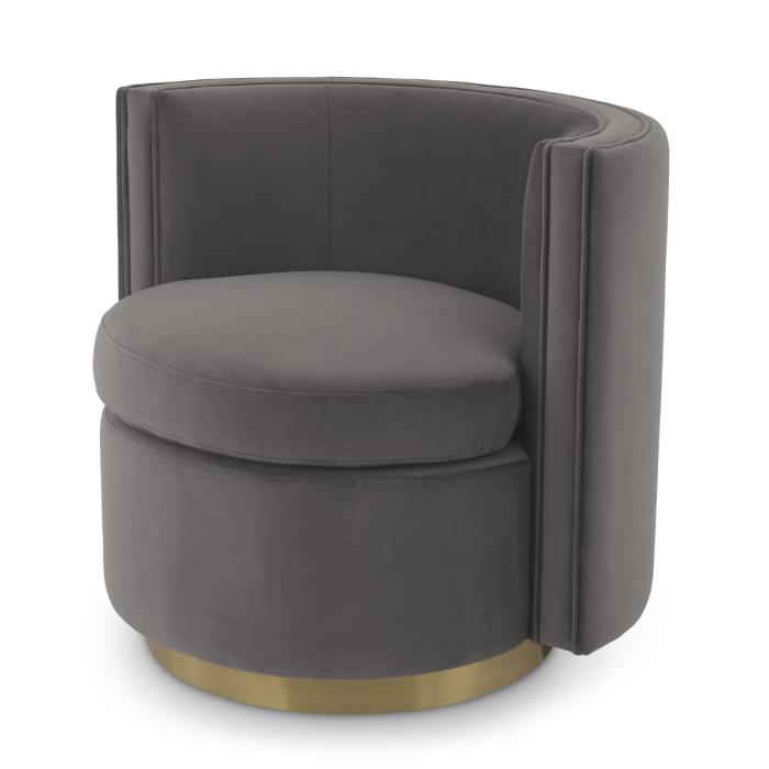 Eichholtz Amanda Swivel Chair in Grey Velvet 1