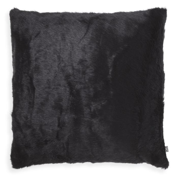 Eichholtz Alaska Square Faux Fur Cushion in Black 1