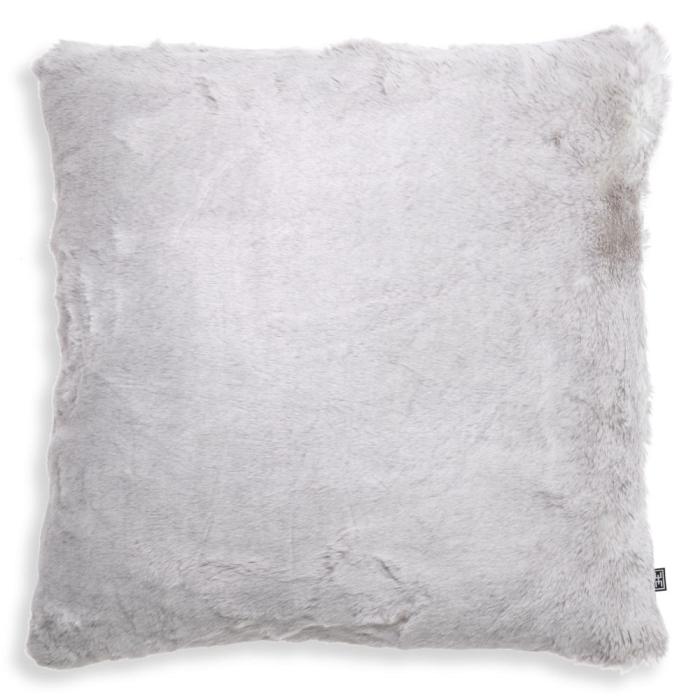 Eichholtz Alaska Square Faux Fur Cushion in Silver 1