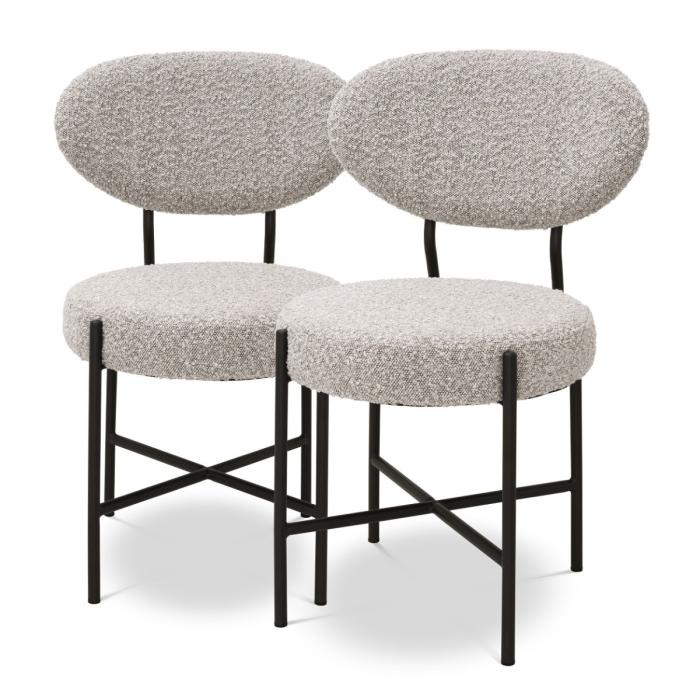 Eichholtz Vicq Dining Chair in Bouclé Grey set of 2 1