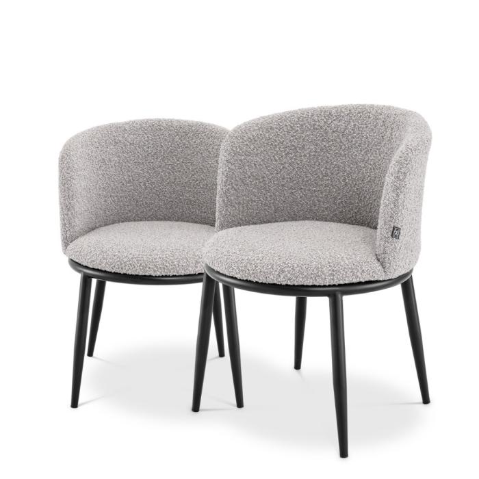 Eichholtz Fimore Dining Chair Set of 2 in Boucle Grey 1