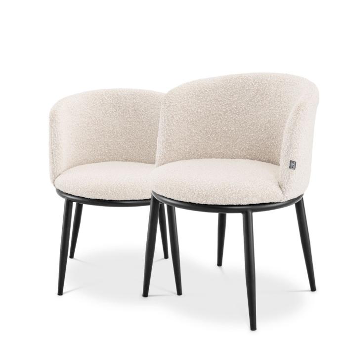 Eichholtz Fimore Dining Chair Set of 2 in Boucle Cream 1