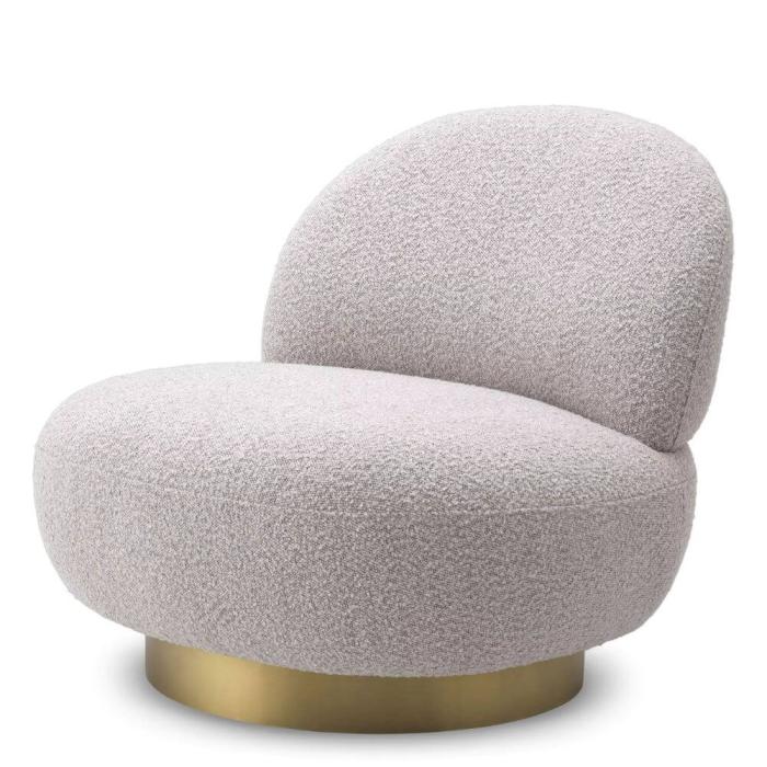 Eichholtz Clement Swivel Chair in Boucle Grey 1