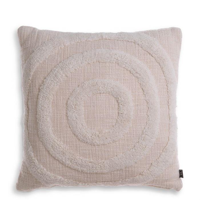 Eichholtz Cotton Cushion Morpheus with Fleece Circle Detailing Off White Small 1