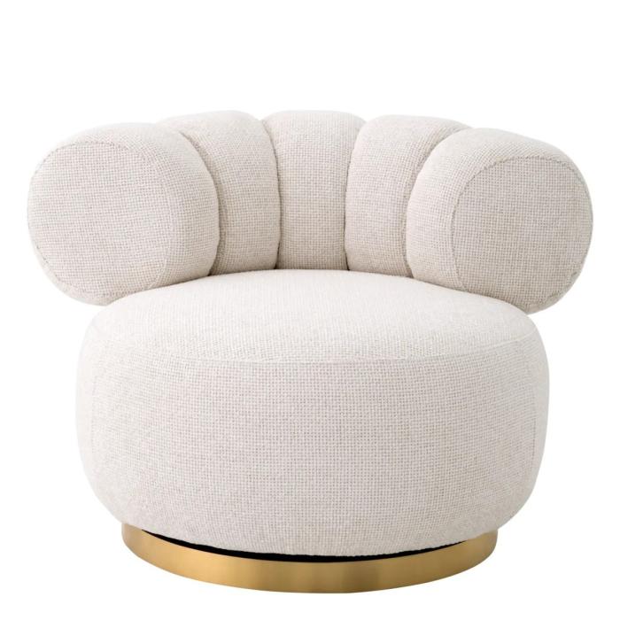 Eichholtz Swivel Chair Phedra Off White and Brass Finish  1