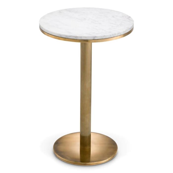 Eichholtz Side Table Tavolara Vintage Brass Finish & White Marble 1