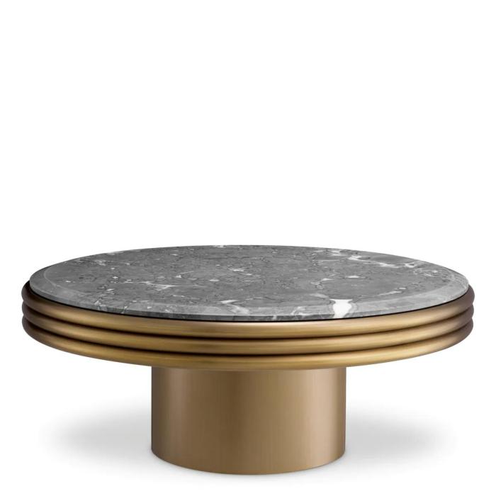Eichholtz Coffee Table Claremore Round in Brushed Brass Finish 1