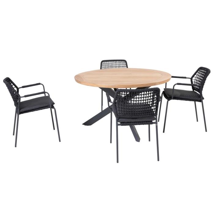 4 Seasons Outdoor Barista 4 Seat Outdoor Dining Set with 130cm Round Table 1