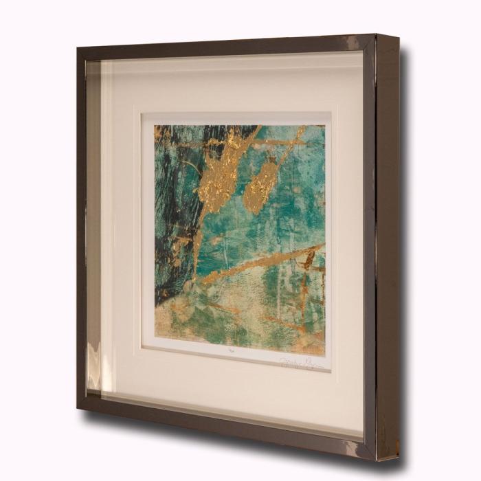 Pavilion Art Teal & Gold Abstract Print -Teal Lace Square 1 by Jennifer Goldberger 1