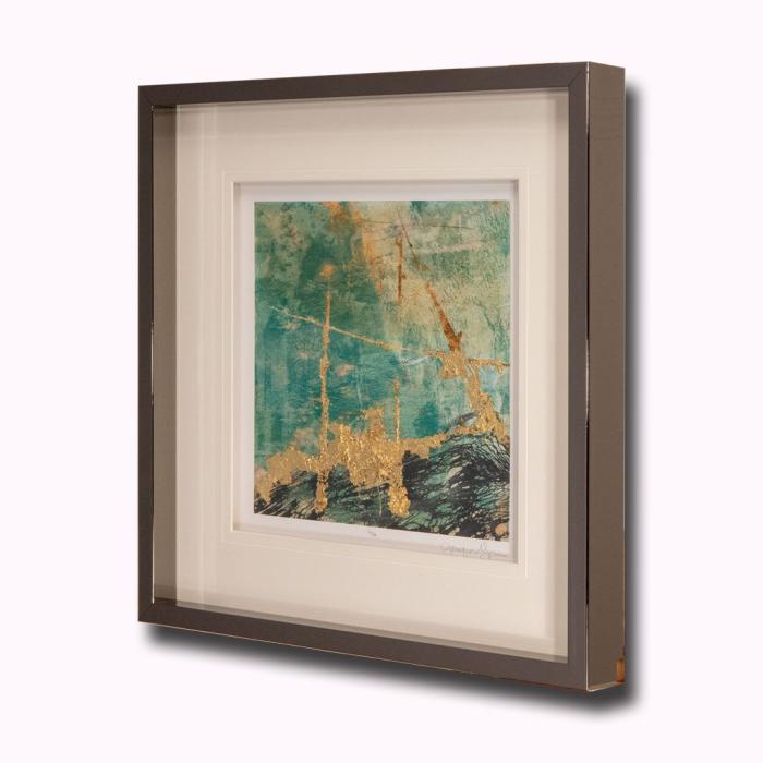 Pavilion Art Teal & Gold Abstract Print - Teal Lace Square 2 By Jennifer Goldberger 1