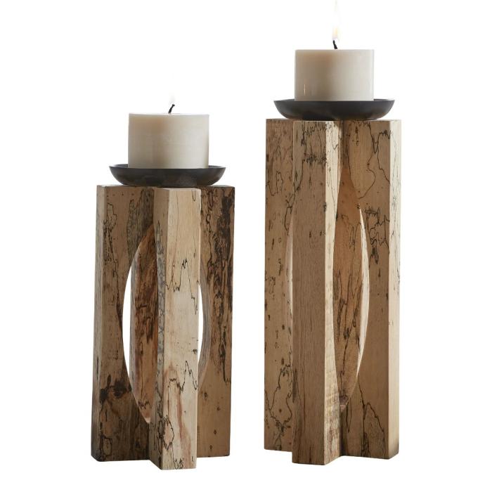 Uttermost Ilva Wood Candleholders Set/2 1