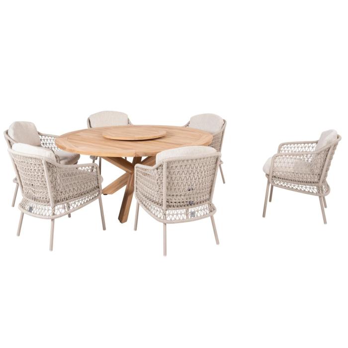 4 Seasons Outdoor Puccini 6 Seat Outdoor Dining Set with 160cm Round Prado Table  1