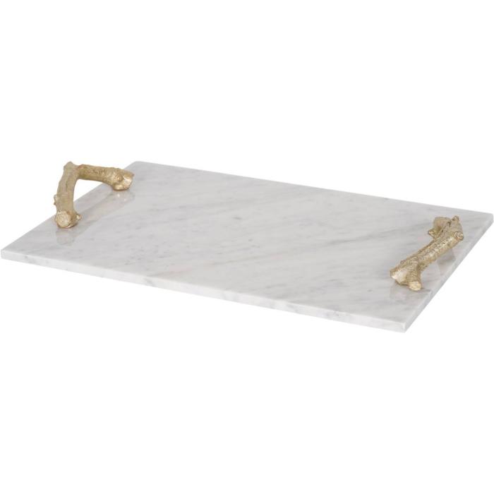 Libra Marble Tray with Gold Handles 1