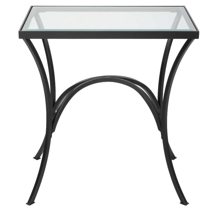 Uttermost Alayna Black Metal & Glass End Table 1