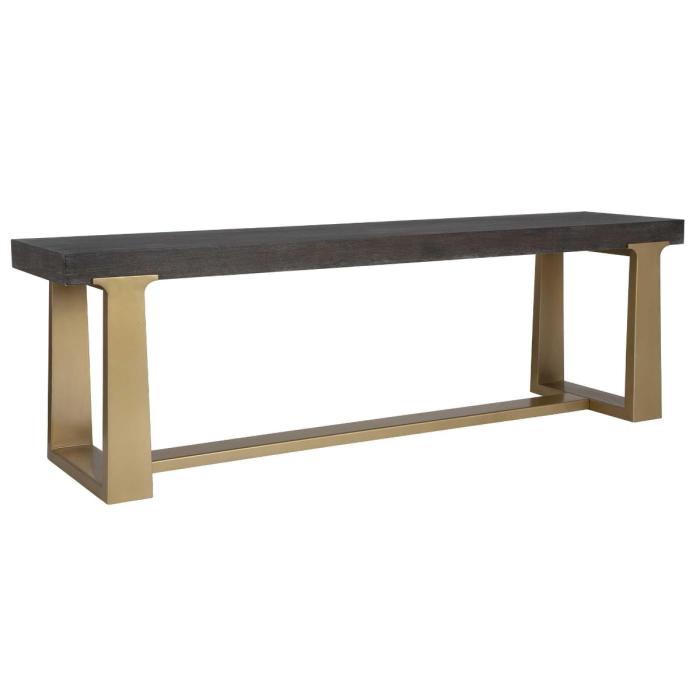 Uttermost Voyage Brass And Wood Bench 1