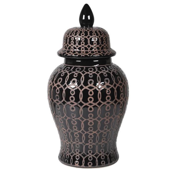 Pavilion Chic Luxe Black Ginger Jar with Lid 1