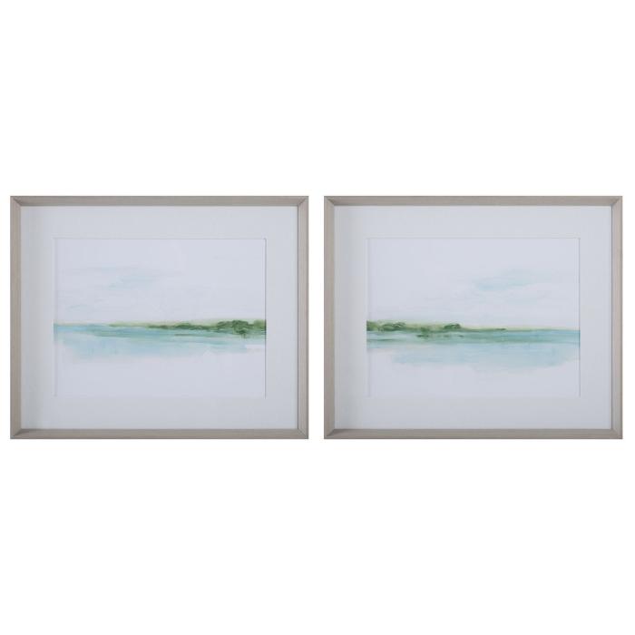 Uttermost Green Ribbon Coast Framed Prints Set/2 1