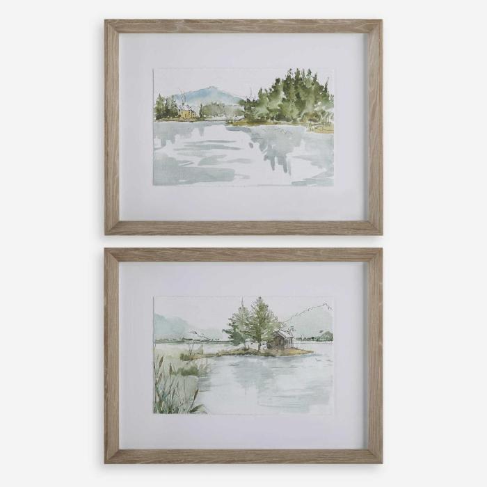 Uttermost Serene Lake Framed Prints | Set of 2 1